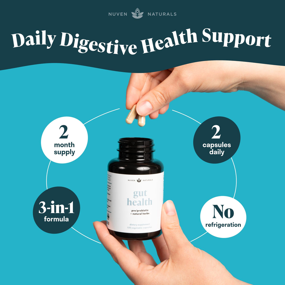 Nuven Naturals All-in-One Gut Health w/Probiotics, Prebiotics, Digestion-Supporting Herbs - PrimeBioHealth - canada supplements