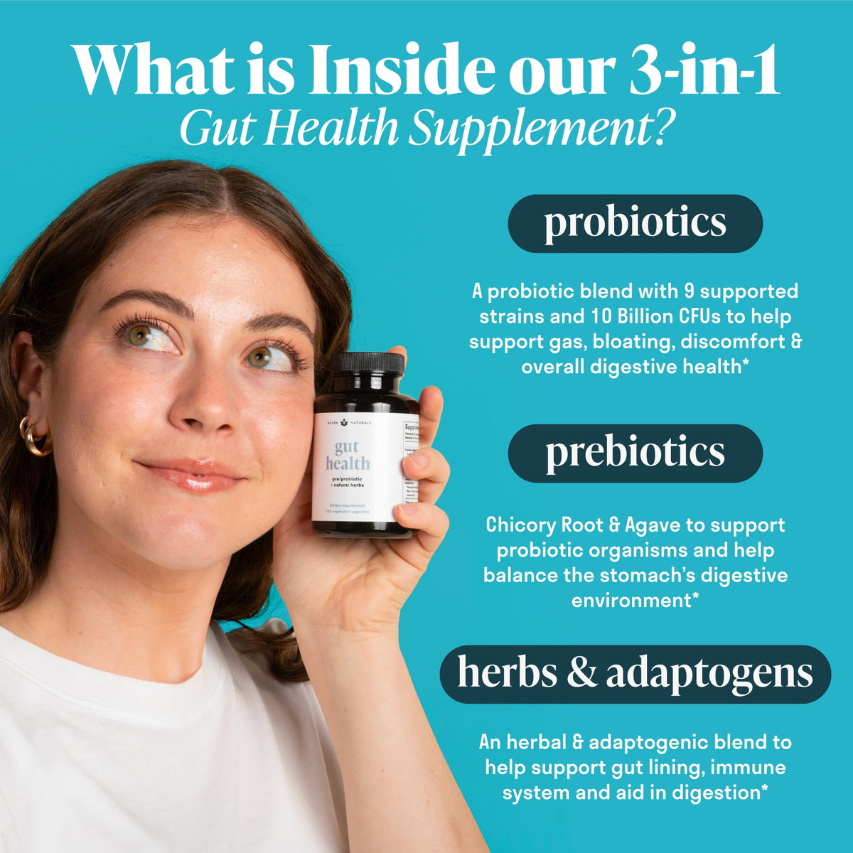 Nuven Naturals All-in-One Gut Health w/Probiotics, Prebiotics, Digestion-Supporting Herbs - PrimeBioHealth - canada supplements