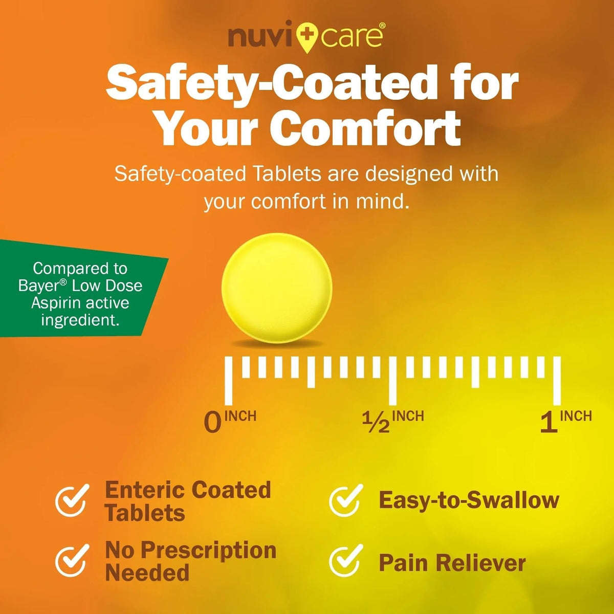 NUVICARE Low Dose Aspirin 81mg for Adults Coated Caplets - Compare to Active Ingredient in Low Dose Bayer Aspirin for Adults - Safety Coated (300 Count) - PrimeBioHealth - canada supplements