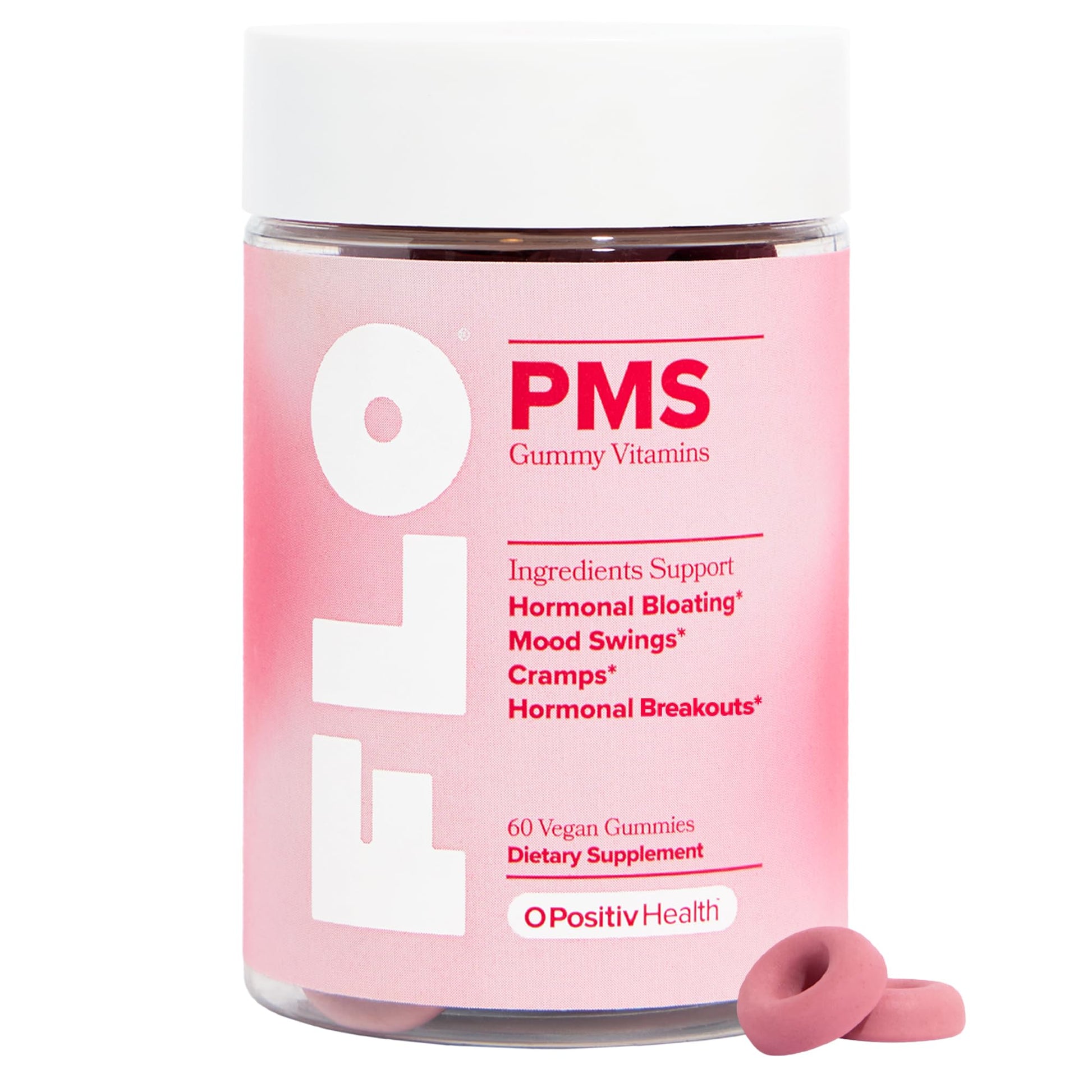 O Positiv FLO PMS Gummies for Women - Proactive PMS Relief - Targets Hormonal Breakouts, Bloating, Cramps, & Mood Swings with Chasteberry - PrimeBioHealth - canada supplements