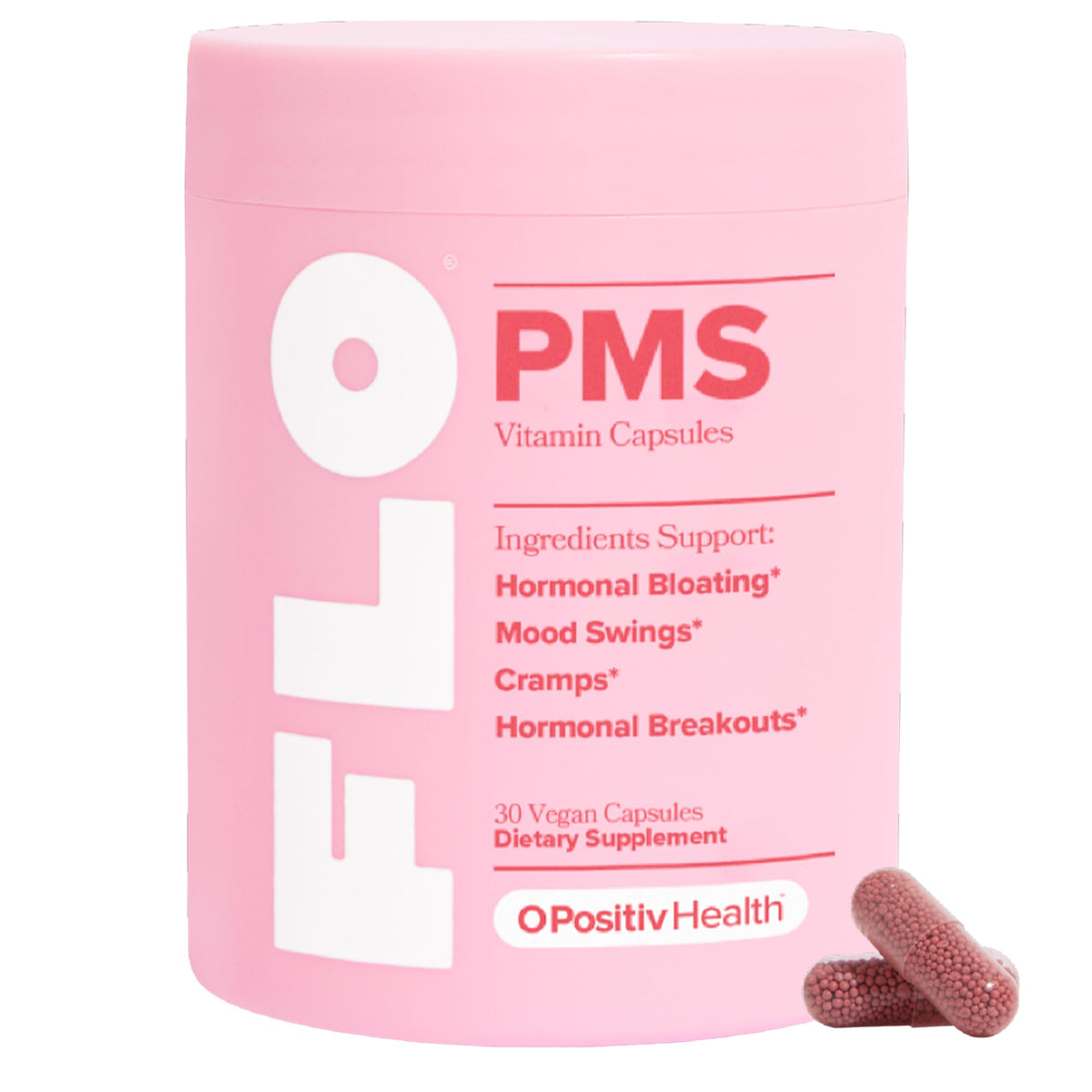 O Positiv FLO PMS Vitamins for Women, 30 Servings (Pack of 1) - Proactive PMS Relief - Targets Hormonal Breakouts, Bloating, Cramps - PrimeBioHealth - canada supplements