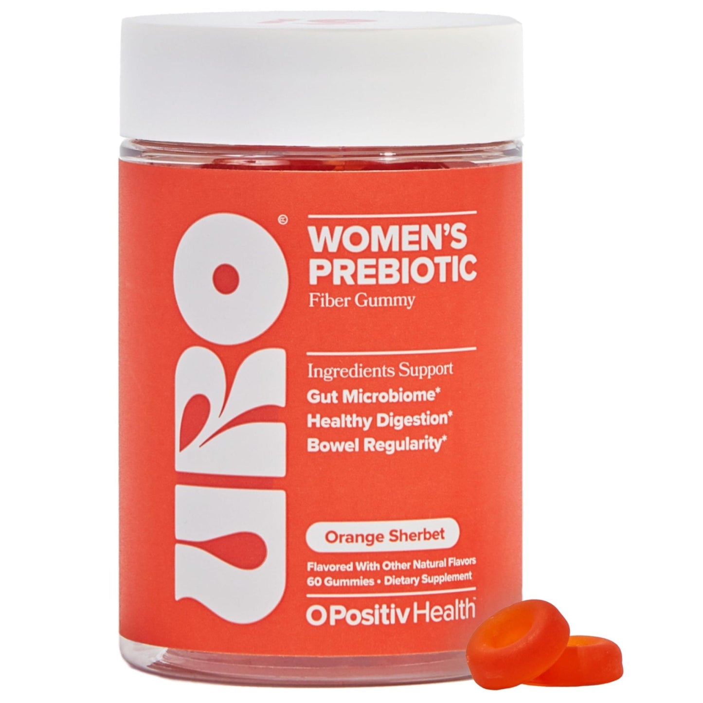 O Positiv URO Fiber Gummies for Adults, 60 Count (Pack of 1) - Prebiotic Chicory Root Inulin Fiber Supplement - Daily Gummy Fiber for Digestive Gut Health - Non-GMO, Vegan & Cruelty-Free - PrimeBioHealth - canada supplements