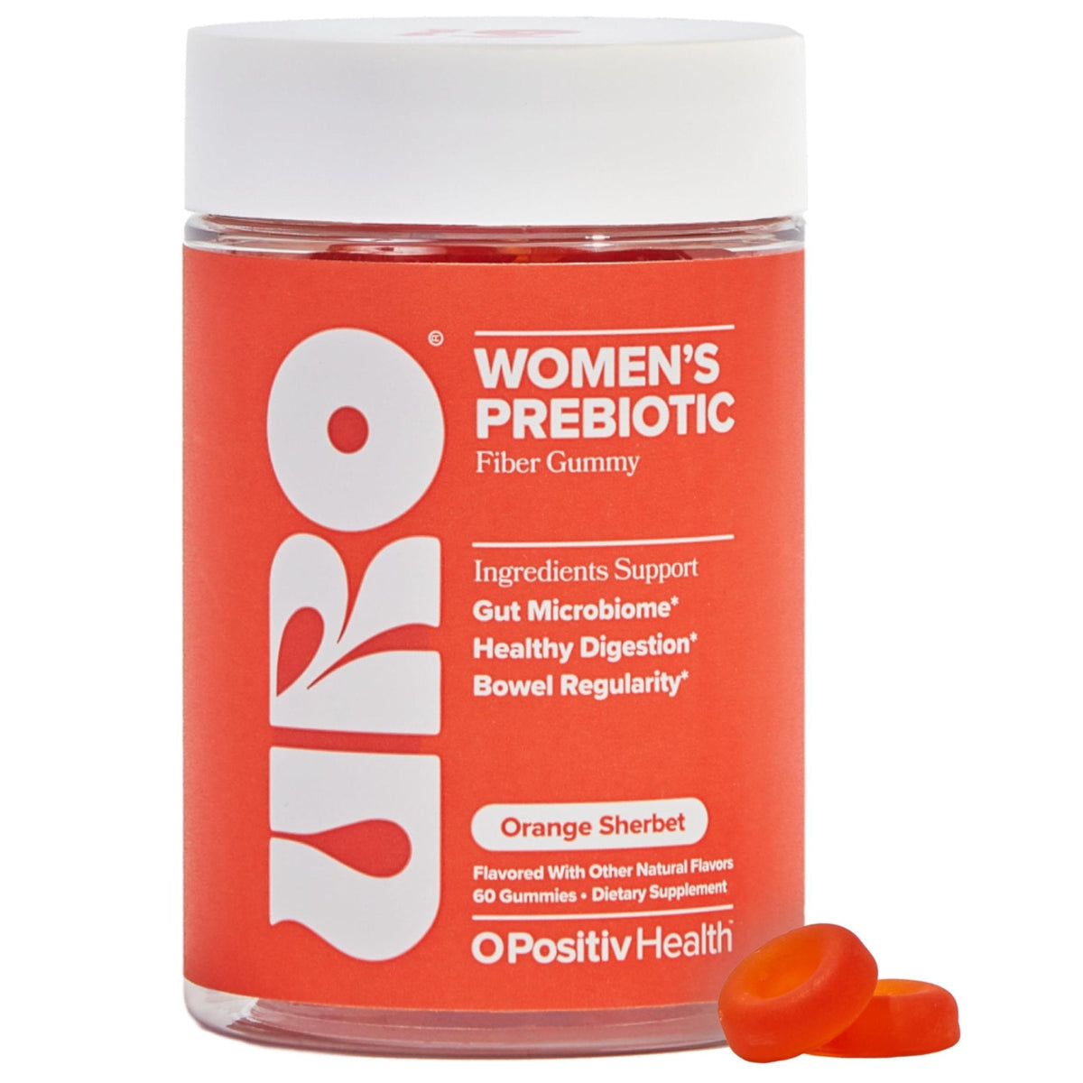 O Positiv URO Fiber Gummies for Adults, 60 Count (Pack of 1) - Prebiotic Chicory Root Inulin Fiber Supplement - Daily Gummy Fiber for Digestive Gut Health - Non-GMO, Vegan & Cruelty-Free - PrimeBioHealth - canada supplements