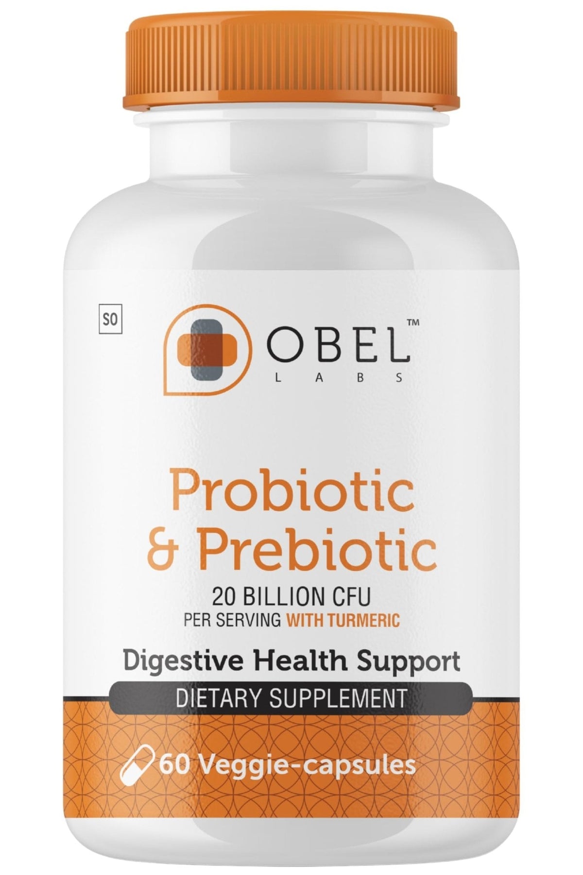 obel Probiotic & Prebiotic Supplement with Turmeric | 20 Billion CFU | 60 Capsules (30 Day Supply) | 4 Strains | Supports Digestion - PrimeBioHealth - canada supplements
