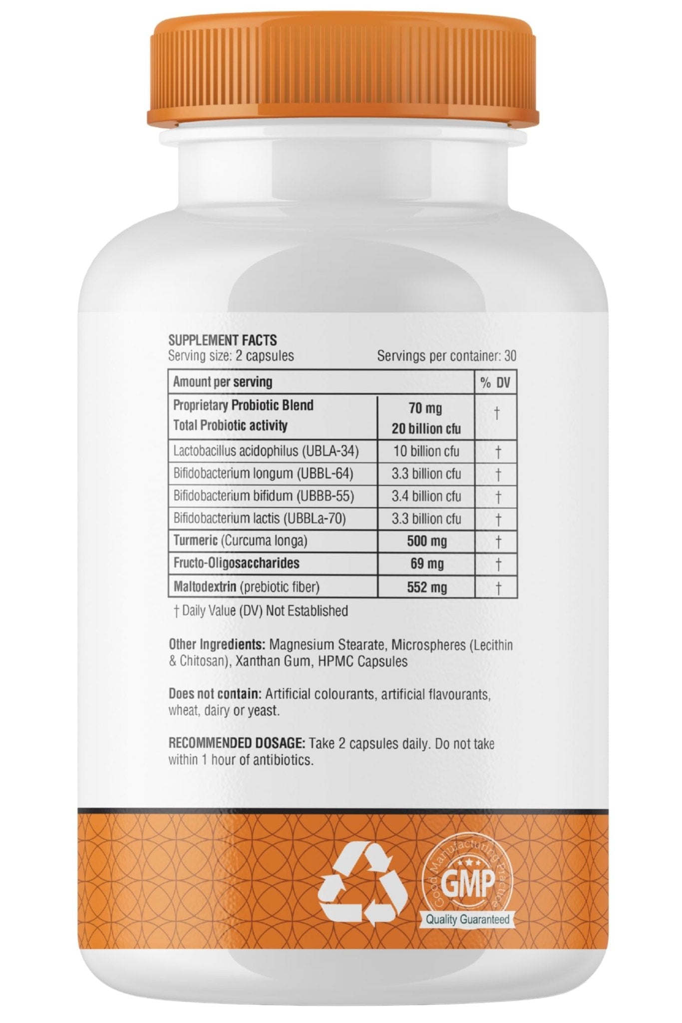obel Probiotic & Prebiotic Supplement with Turmeric | 20 Billion CFU | 60 Capsules (30 Day Supply) | 4 Strains | Supports Digestion - PrimeBioHealth - canada supplements