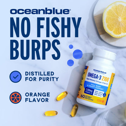 Oceanblue Professional Omega-3 2100 – 180 ct – Triple Strength Burpless Fish Oil Supplement with High-Potency EPA, DHA, DPA - PrimeBioHealth - canada supplements