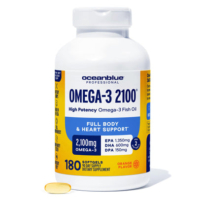 Oceanblue Professional Omega-3 2100 – 180 ct – Triple Strength Burpless Fish Oil Supplement with High-Potency EPA, DHA, DPA - PrimeBioHealth - canada supplements