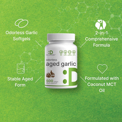 Odorless Aged Garlic, 500 Softgels – Enhanced with MCT Oil - Fresh Allium Sativum Bulb Source – 2-Years Aged Garlic Extract – Non-GMO, cGMP Manufactured - PrimeBioHealth - canada supplements