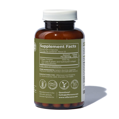 Offernova Collagen Ultra Hydrolyzed Collagen Supplements - 3000mg Anti Aging Bovine Collagen Peptides for Healthy Joints, Bones, Hair and Skin. - PrimeBioHealth - canada supplements