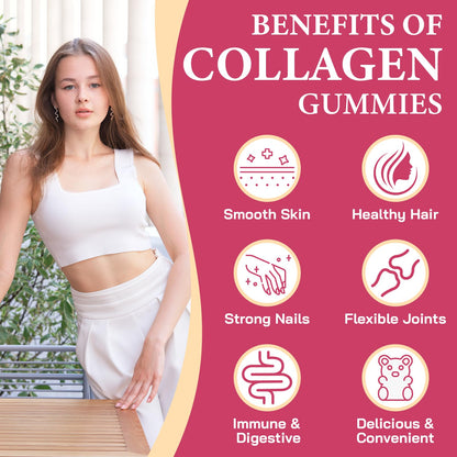 OHaboth Collagen Gummies for Women, Hydrolyzed Collagen Peptides Type I, II, III, V, X, 0 Sugar - Collagen Gummies for Skin, Wrinkles, Hair, Nails - PrimeBioHealth - canada supplements