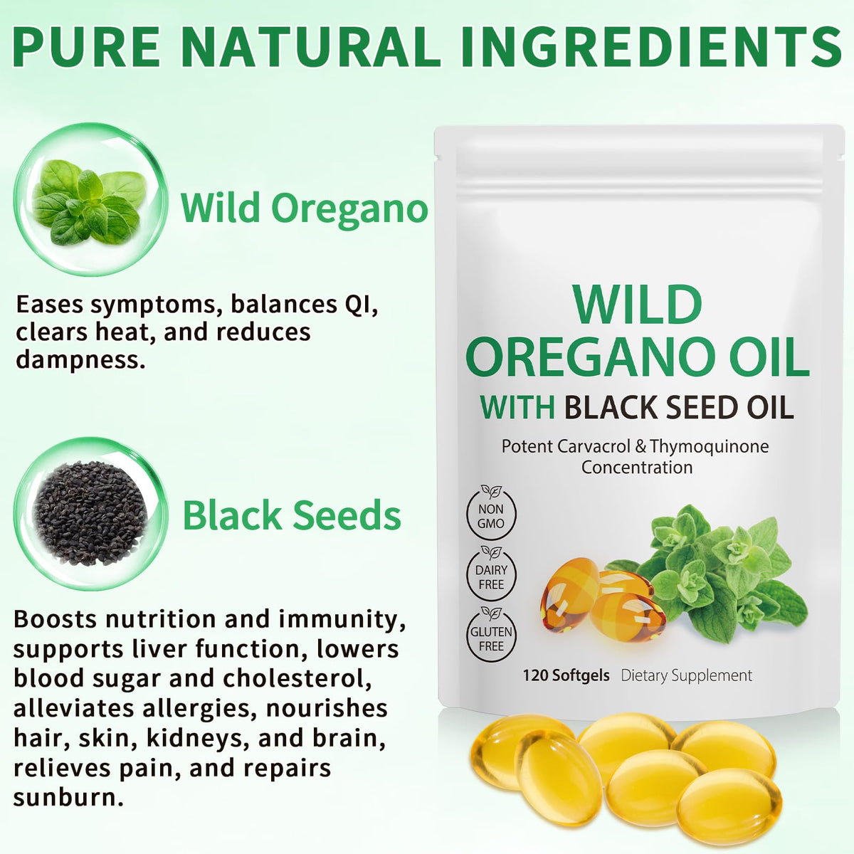 Oil of Oregano with Black Seed Oil, 6000mg Oregano Oil Capsules Organic, of Oregano - PrimeBioHealth - canada supplements
