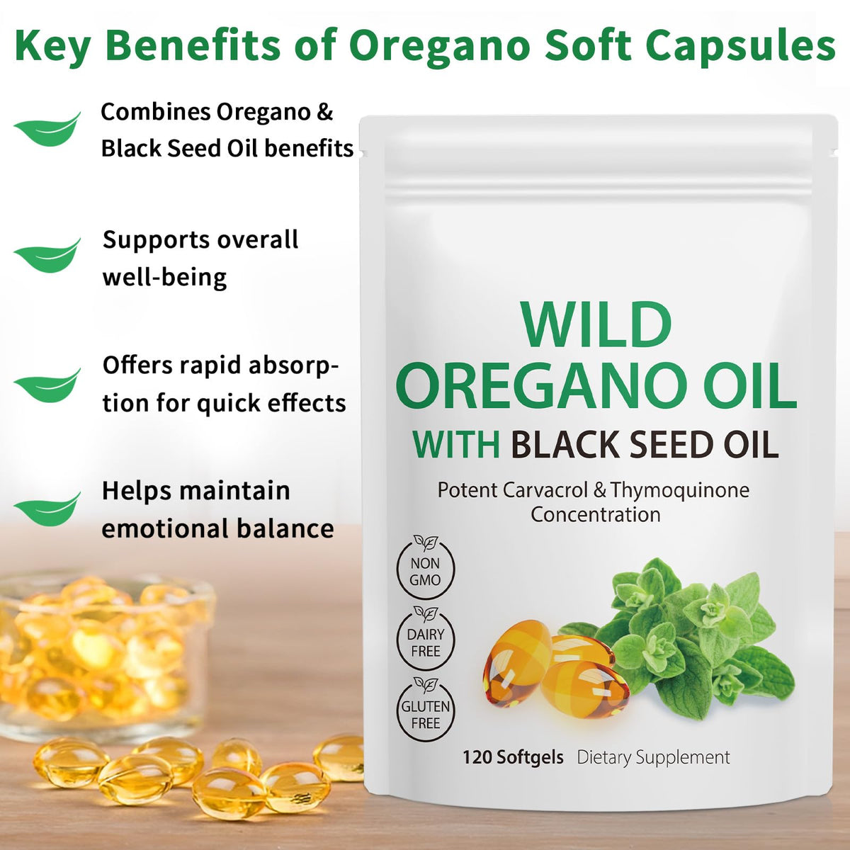 Oil of Oregano with Black Seed Oil, 6000mg Oregano Oil Capsules Organic, of Oregano - PrimeBioHealth - canada supplements