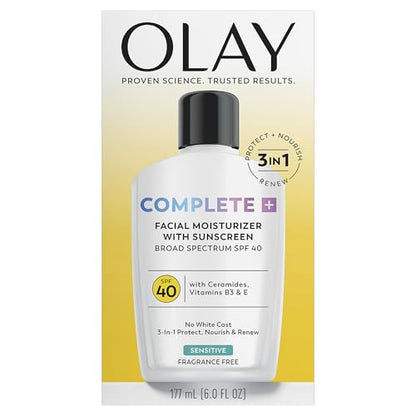 Olay Complete+ Face Moisturizer with Sunscreen SPF 40, For Sensitive Skin, Broad Spectrum Sun Protection, Fragrence-Free - PrimeBioHealth - canada supplements