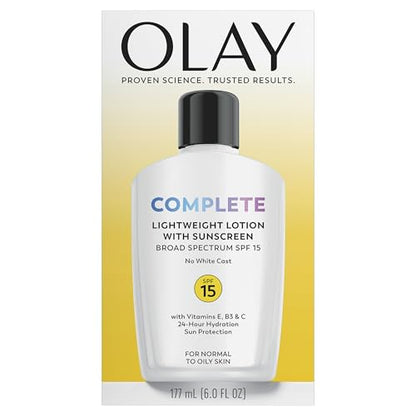 Olay Face Moisturizer, Complete with Sunscreen SPF 15, Daily Facial Lotion for Normal Skin, Lightweight Hydrating Broad Spectrum Sun Protection - PrimeBioHealth - canada supplements