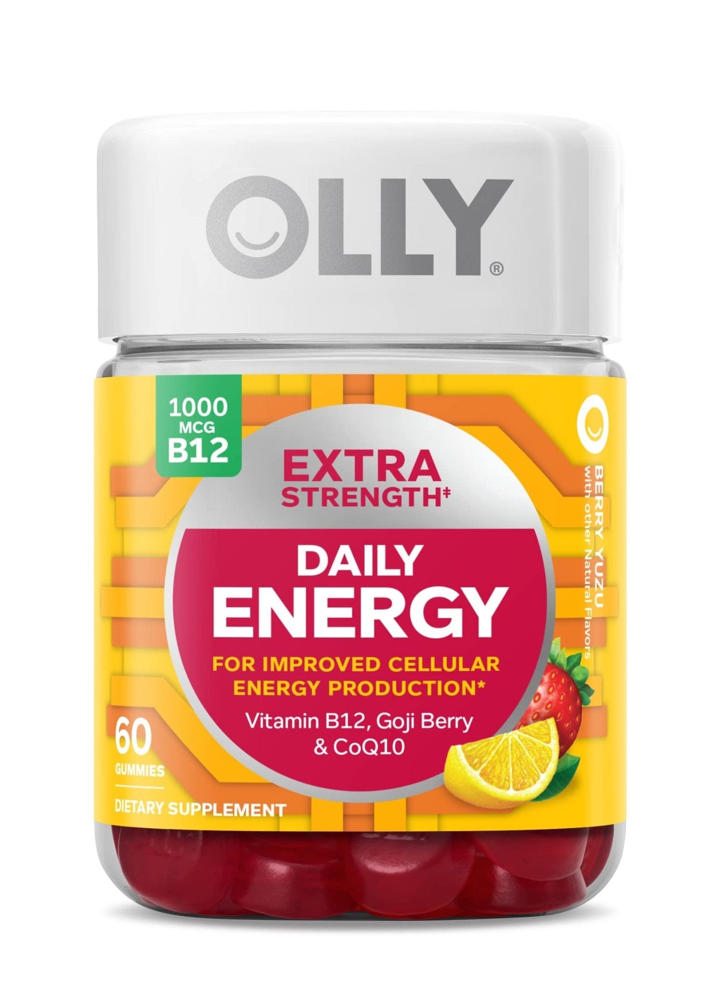 OLLY Extra Strength Daily Energy Gummy, Caffeine Free, 1000mcg Vitamin B12, CoQ10, Goji Berry, Adult Chewable Supplement - PrimeBioHealth - canada supplements