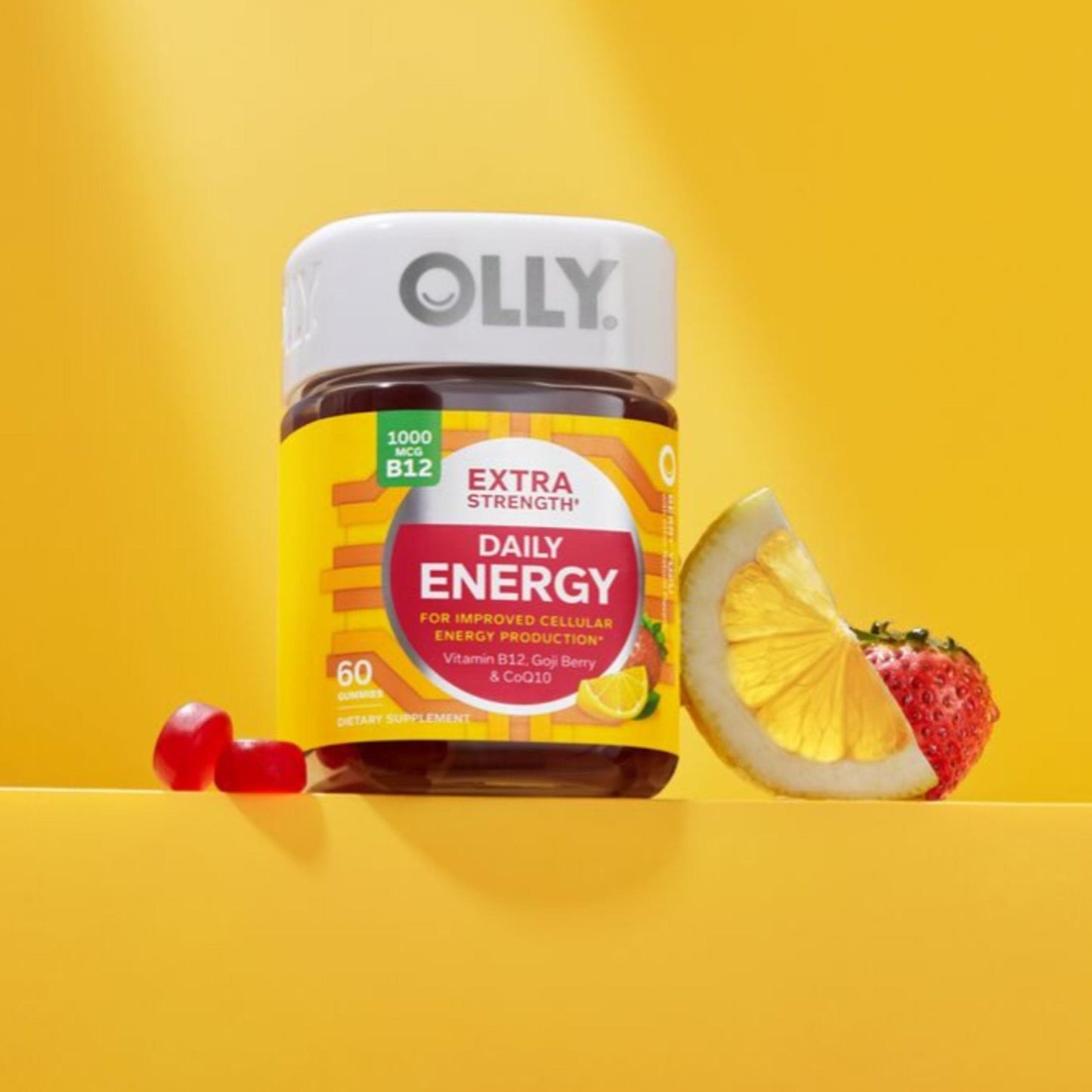 OLLY Extra Strength Daily Energy Gummy, Caffeine Free, 1000mcg Vitamin B12, CoQ10, Goji Berry, Adult Chewable Supplement - PrimeBioHealth - canada supplements
