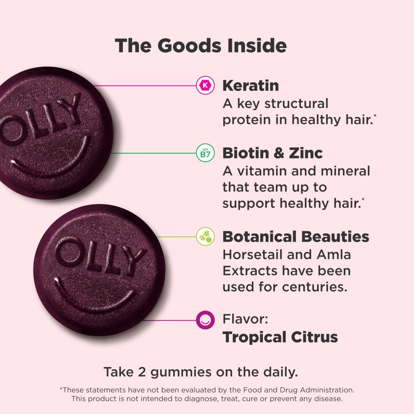 OLLY Heavenly Hair Gummy, Supports Healthy Hair, Keratin, Biotin, AMLA, Chewable Supplement, 30 Day Supply - 60 Count - PrimeBioHealth - canada supplements