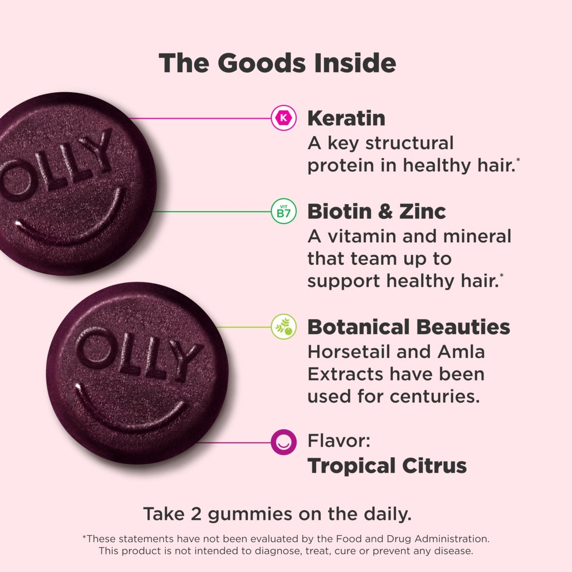OLLY Heavenly Hair Gummy, Supports Healthy Hair, Keratin, Biotin, AMLA, Chewable Supplement, 30 Day Supply - 60 Count - PrimeBioHealth - canada supplements