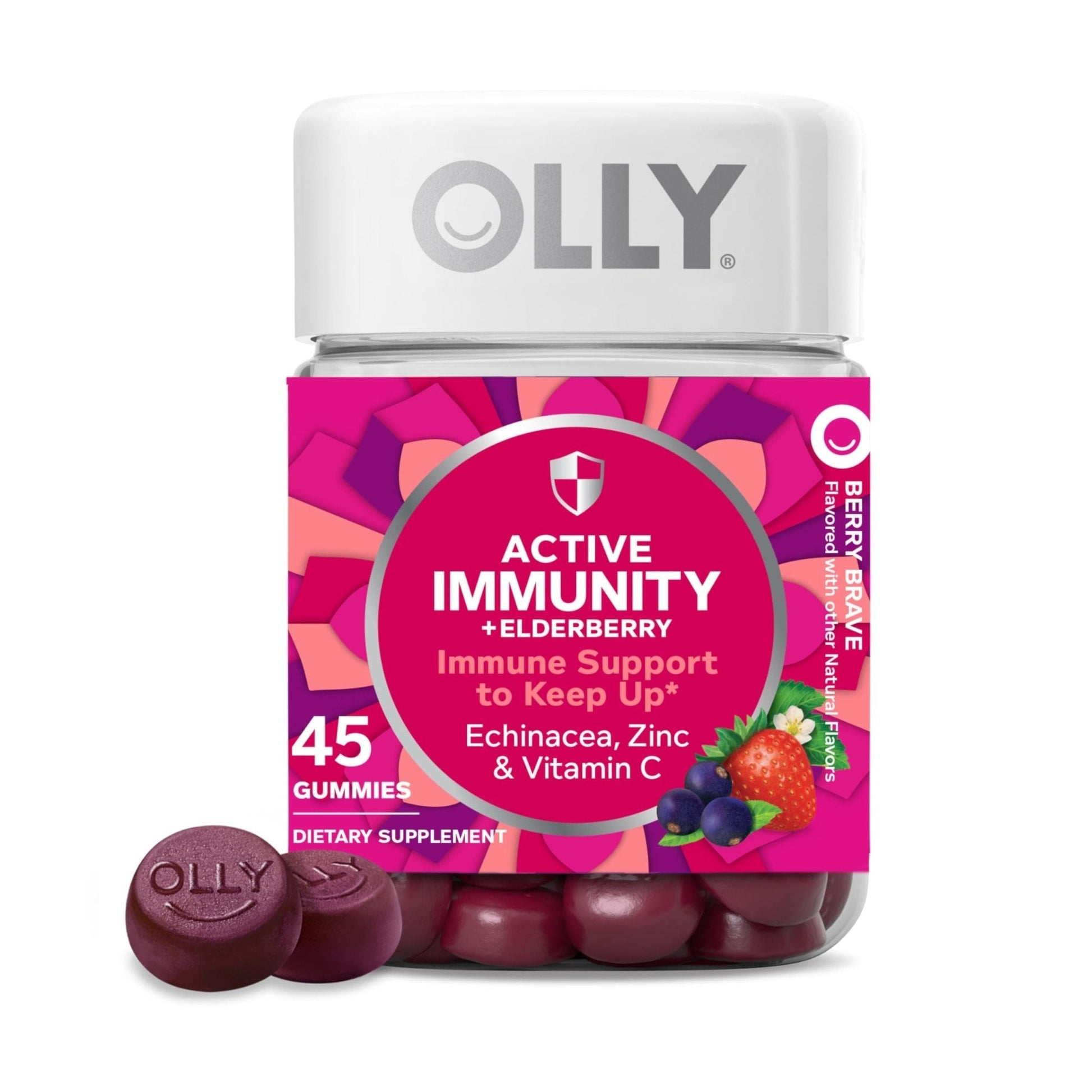 OLLY Immunity Gummy, Immune Support, Elderberry, Zinc, Vitamin C, Supplement, Berry Flavor, 15 Day Supply - 45 Count - PrimeBioHealth - canada supplements