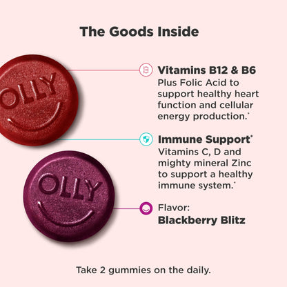 OLLY Men's Multivitamin Gummy, Vitamins A, C, D, E, B, Zinc, Blackberry Flavor, 45 Day Supply - 90 Count - PrimeBioHealth - canada supplements