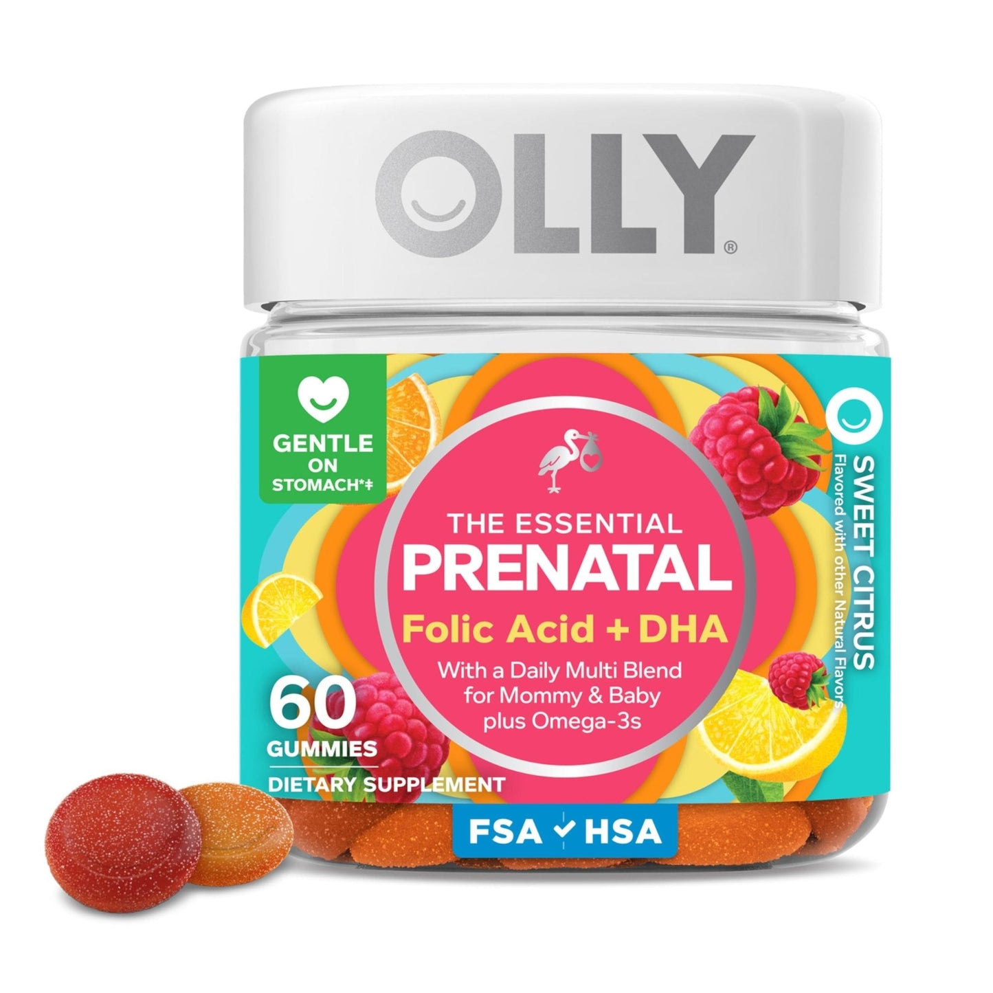 OLLY Prenatal Multivitamin Gummy, Supports Healthy Growth and Brain Development, Folic Acid, Vitamin D, Omega 3 DHA, Chewable Supplement - PrimeBioHealth - canada supplements