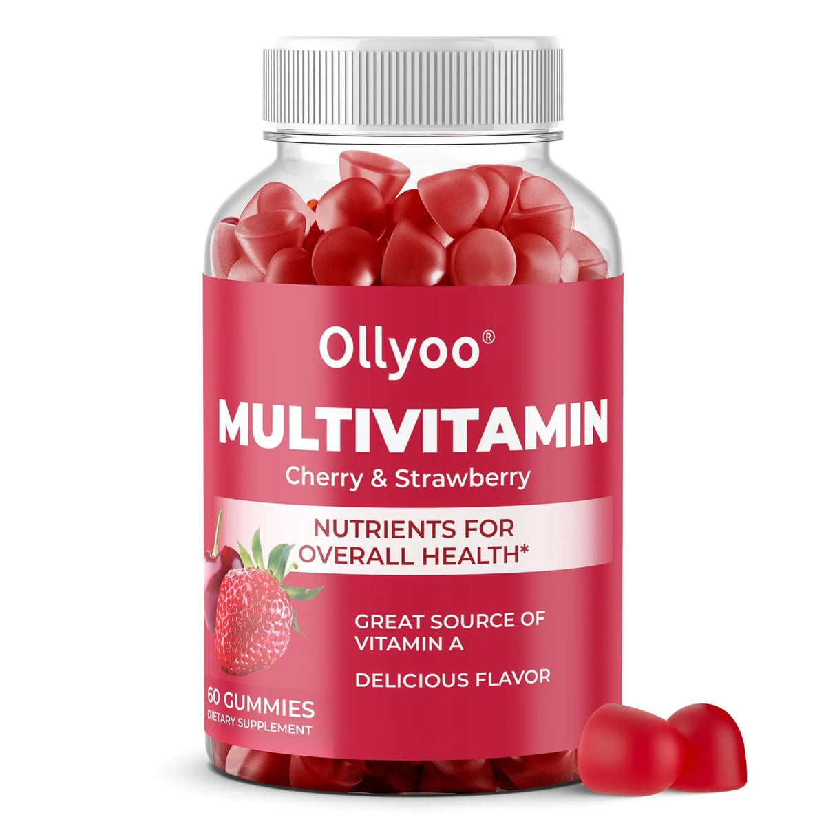 Ollyoo Multivitamin Gummies for Adults | Cherry & Strawberry Flavor | Great Source of Vitamin A & Essential Nutrients | - PrimeBioHealth - canada supplements