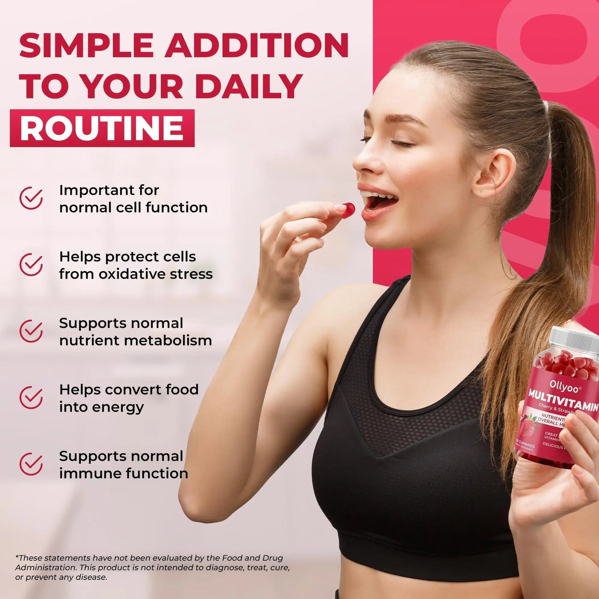 Ollyoo Multivitamin Gummies for Adults | Cherry & Strawberry Flavor | Great Source of Vitamin A & Essential Nutrients | - PrimeBioHealth - canada supplements