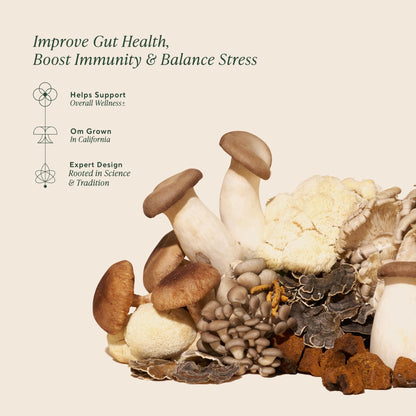 Om Master Blend Mushroom Powder – Organic Mushroom Supplement with 10 Mushrooms and Ashwagandha - Support Immunity, Gut Health & Stress Relief, 3.17 oz (40 Servings) - PrimeBioHealth - canada supplements
