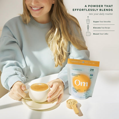 Om Master Blend Mushroom Powder – Organic Mushroom Supplement with 10 Mushrooms and Ashwagandha - Support Immunity, Gut Health & Stress Relief, 3.17 oz (40 Servings) - PrimeBioHealth - canada supplements