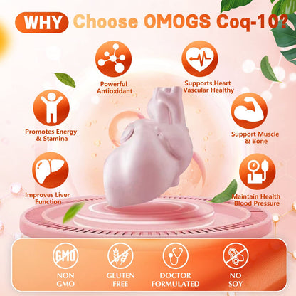 OMOGS CoQ10 400mg Softgels, Coenzyme Q10 High Absorption Supplements Support Heart Health, Cardiovascular Health, Immune System - PrimeBioHealth - canada supplements