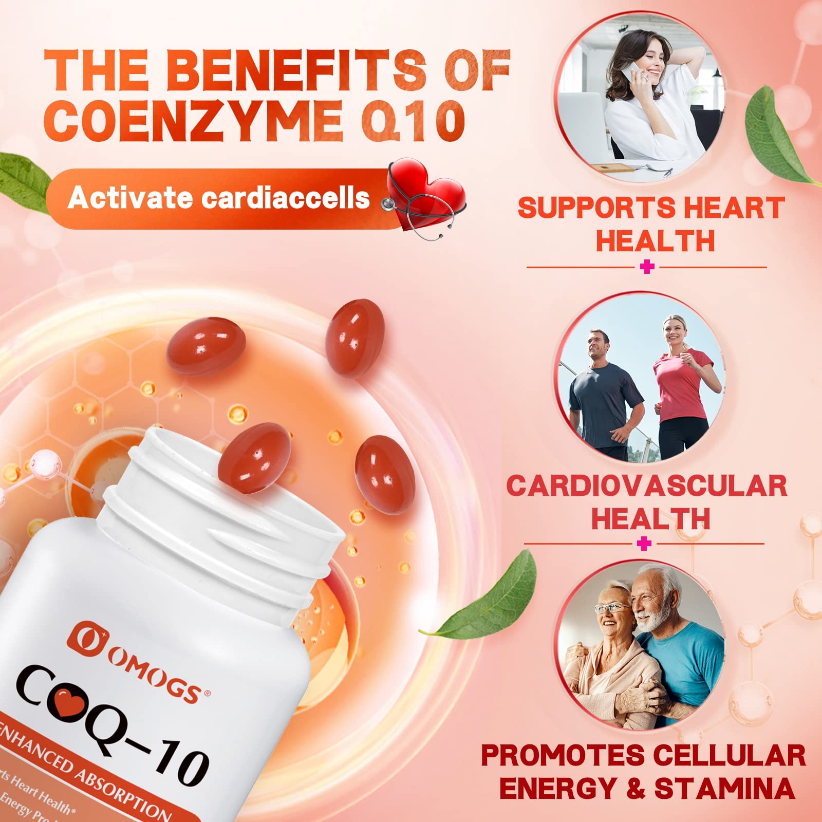 OMOGS CoQ10 400mg Softgels, Coenzyme Q10 High Absorption Supplements Support Heart Health, Cardiovascular Health, Immune System - PrimeBioHealth - canada supplements