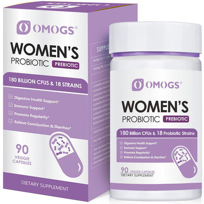 OMOGS Women's Probiotic 180 Billion CFUs 18 Strains, with Organic Prebiotics, Cranberry Extract, D-Mannose & Digestive Enzymes, for Digestive, Boost Immune, - PrimeBioHealth - canada supplements