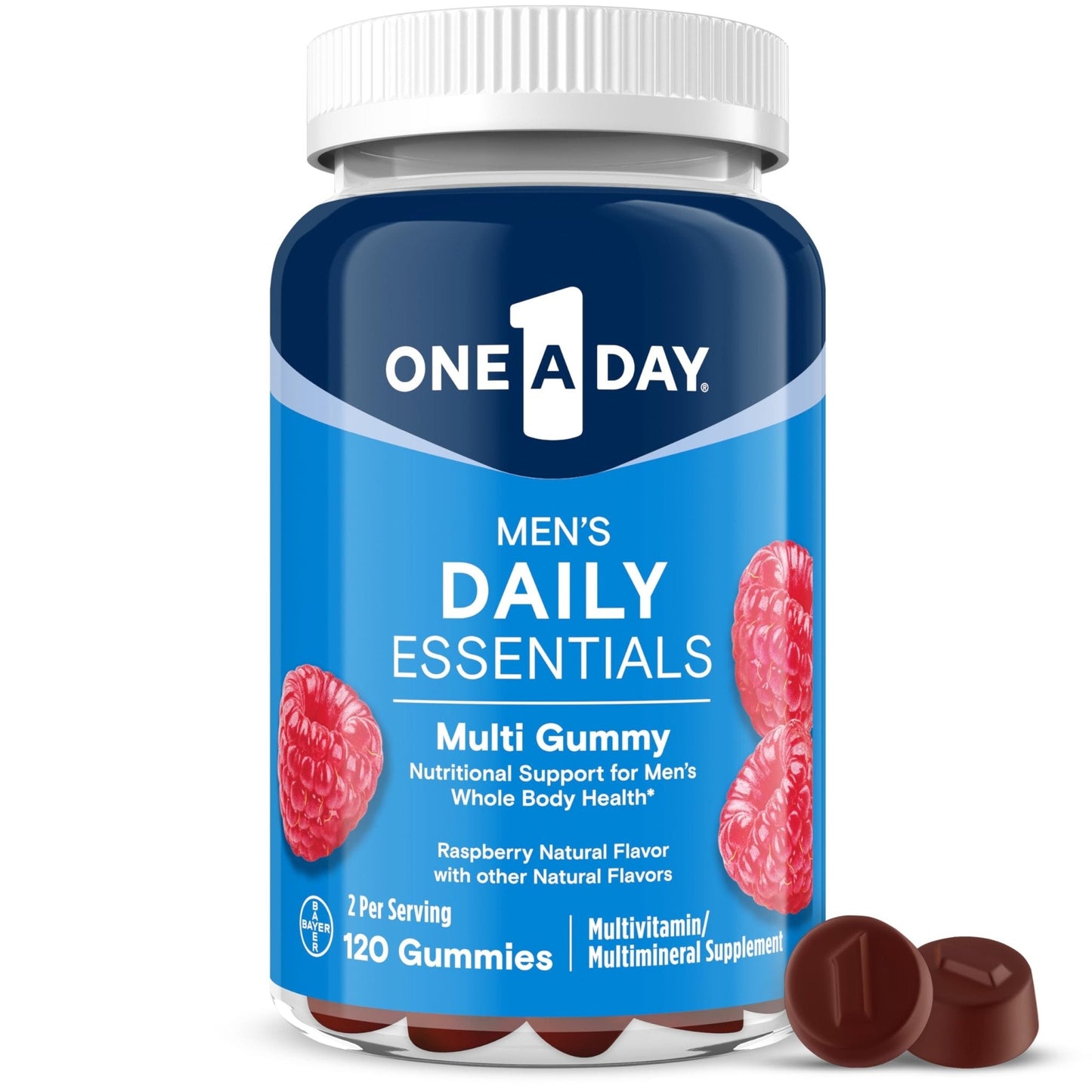 One A Day Men’s Daily Essentials Multivitamin Gummies, Multivitamin for Men, Bone Health, Zinc, Raspberry Natural Flavor, 120 Gummies - PrimeBioHealth - canada supplements