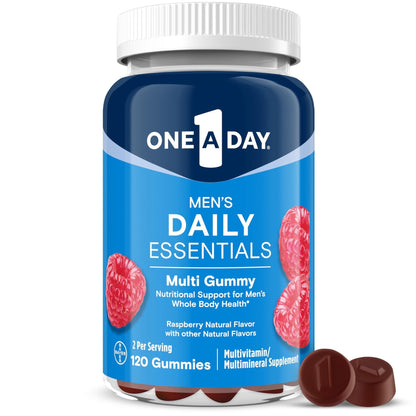 One A Day Men’s Daily Essentials Multivitamin Gummies, Multivitamin for Men, Bone Health, Zinc, Raspberry Natural Flavor, 120 Gummies - PrimeBioHealth - canada supplements