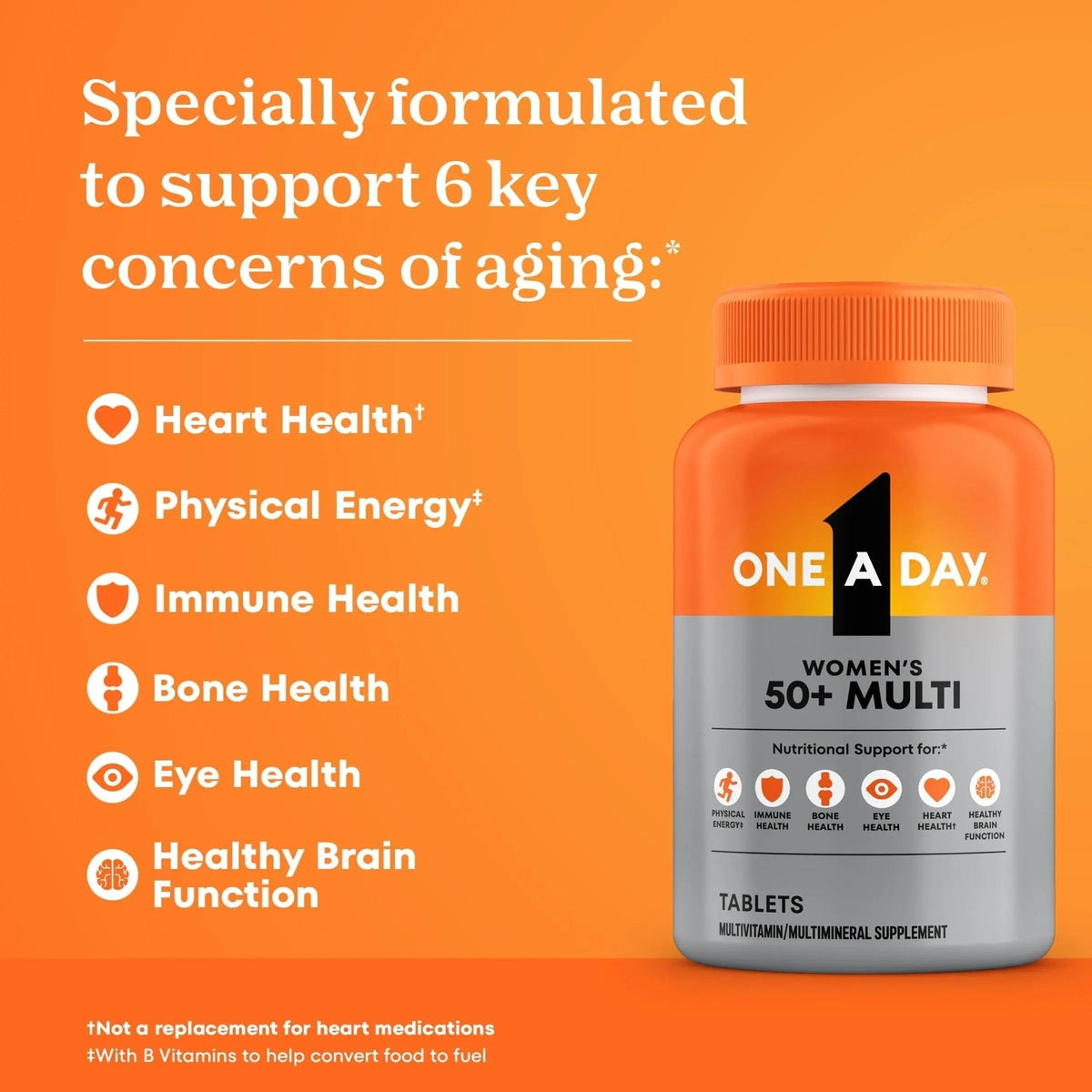 One A Day Multivitamin for Women 50 and Over Tablets, Womens Multivitamin 50 plus with Vitamins D, C, E, Zinc & Biotin, Daily Vitamins for Woman 50+, 65 Ct - PrimeBioHealth - canada supplements