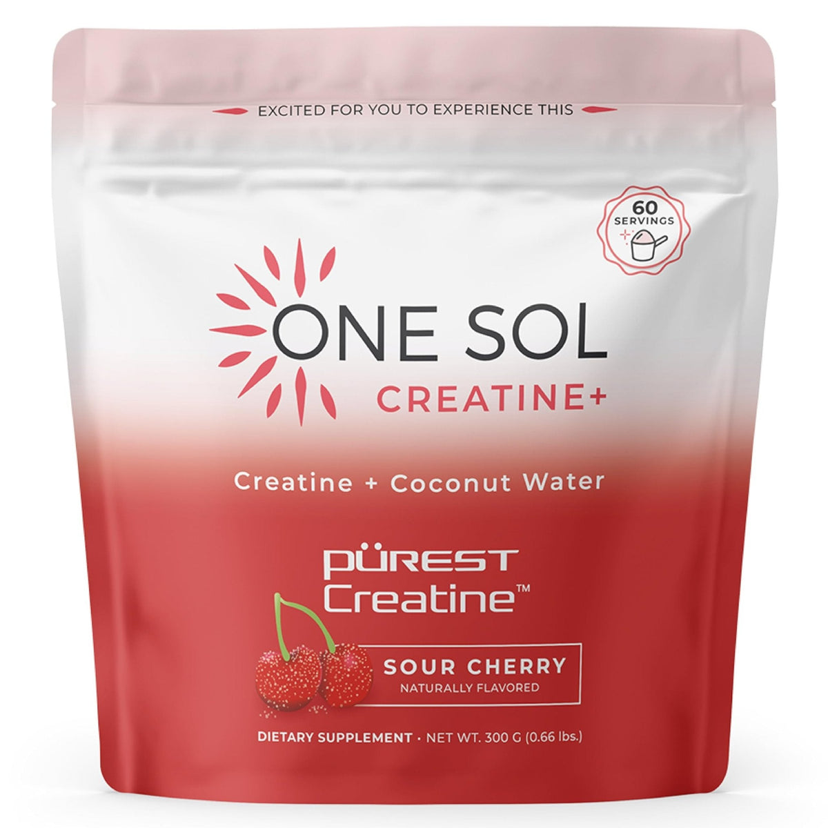 One Sol Creatine for Women, All Natural Women's Creatine Powder w Pure Creatine & Coconut Water, Increase Lean Muscle Mass, Reduce Recovery Time, Promote Brain & Bone Health (Sour Cherry, 60 Servings) - PrimeBioHealth - canada supplements