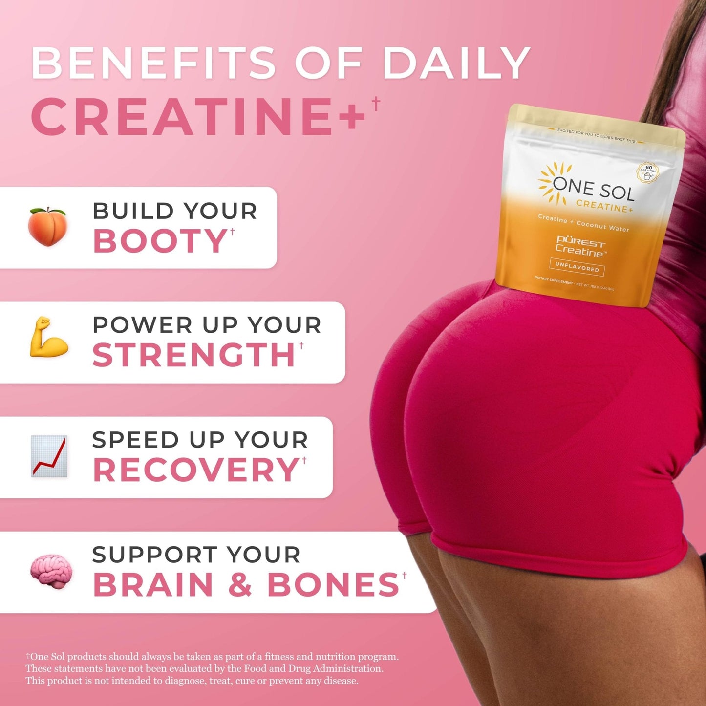 One Sol Creatine for Women, All Natural Women's Creatine Powder w Pure Creatine & Coconut Water, Increase Lean Muscle Mass, Reduce Recovery Time, Promotes Brain & Bone Health (Unflavored, 60 Servings) - PrimeBioHealth - canada supplements