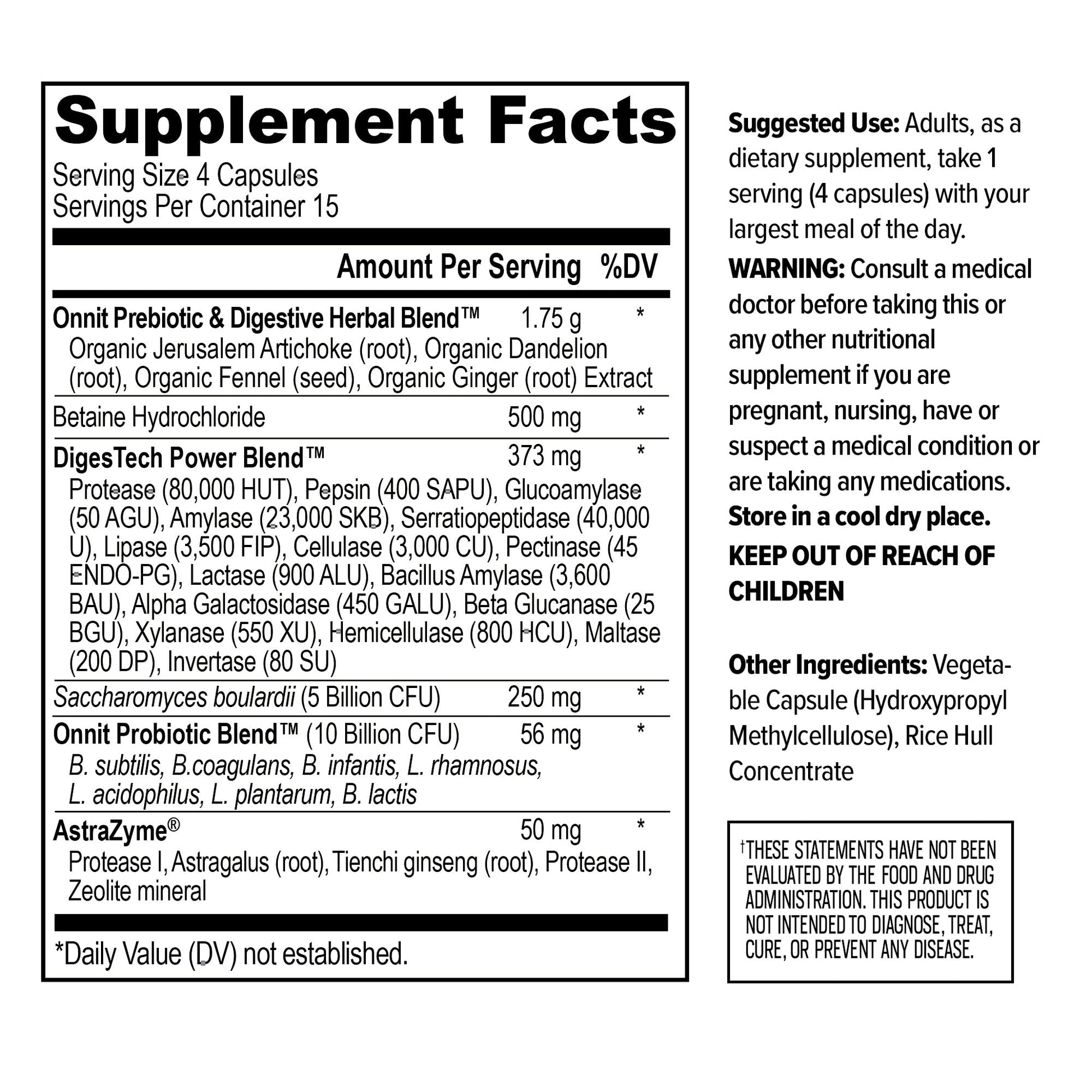 ONNIT Total Gut Health Daily Digestive Support, IGEN™ Non-GMO Tested Digestion Supplement for Women and Men with 7 Strains of Probiotics, - PrimeBioHealth - canada supplements