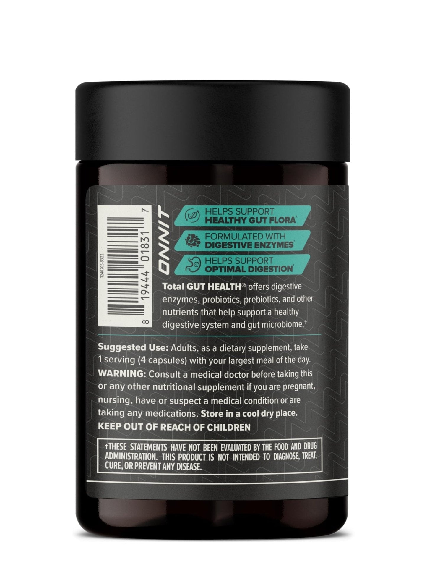 ONNIT Total Gut Health Daily Digestive Support, IGEN Non-GMO Tested Digestion Supplement for Women and Men with 7 Strains of Probiotics, Prebiotics, - PrimeBioHealth - canada supplements