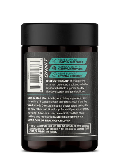 ONNIT Total Gut Health Daily Digestive Support, IGEN Non-GMO Tested Digestion Supplement for Women and Men with 7 Strains of Probiotics, Prebiotics, - PrimeBioHealth - canada supplements