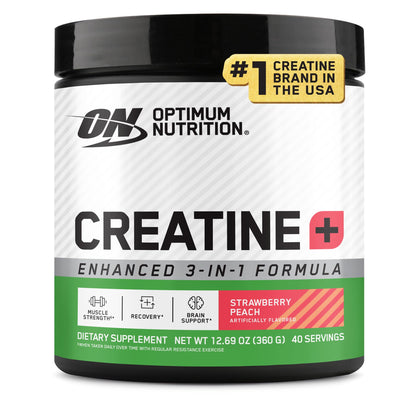 Optimum Nutrition Creatine Monohydrate Plus Powder, Strawberry Peach Flavored Creatine Performance Blend, with Electrolytes for Hydration, Added Vitamins - PrimeBioHealth - canada supplements