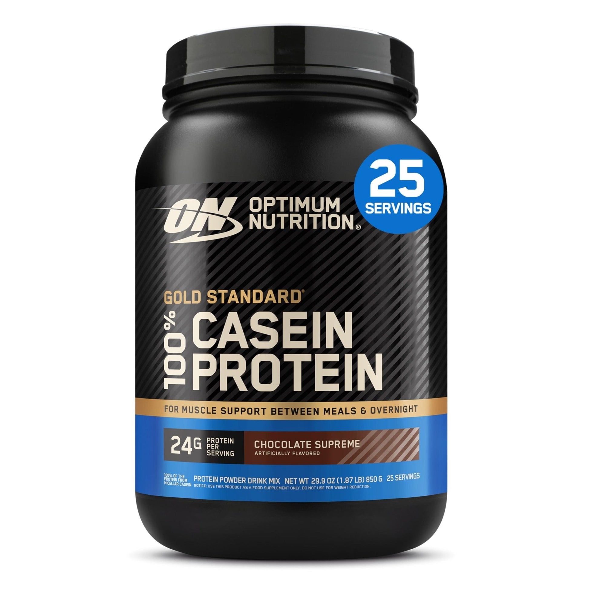 Optimum Nutrition Gold Standard 100% Micellar Casein Protein Powder, Slow Digesting, Helps Keep You Full, Overnight Muscle Recovery, Chocolate Supreme, 2 Pound (Packaging May Vary) - PrimeBioHealth - canada supplements