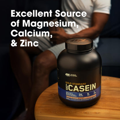 Optimum Nutrition Gold Standard 100% Micellar Casein Protein Powder, Slow Digesting, Helps Keep You Full, Overnight Muscle Recovery, Chocolate Supreme, 2 Pound (Packaging May Vary) - PrimeBioHealth - canada supplements