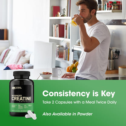 Optimum Nutrition Micronized Creatine Monohydrate Capsules, Keto Friendly, 2500mg, 100 Capsules - PrimeBioHealth - canada supplements