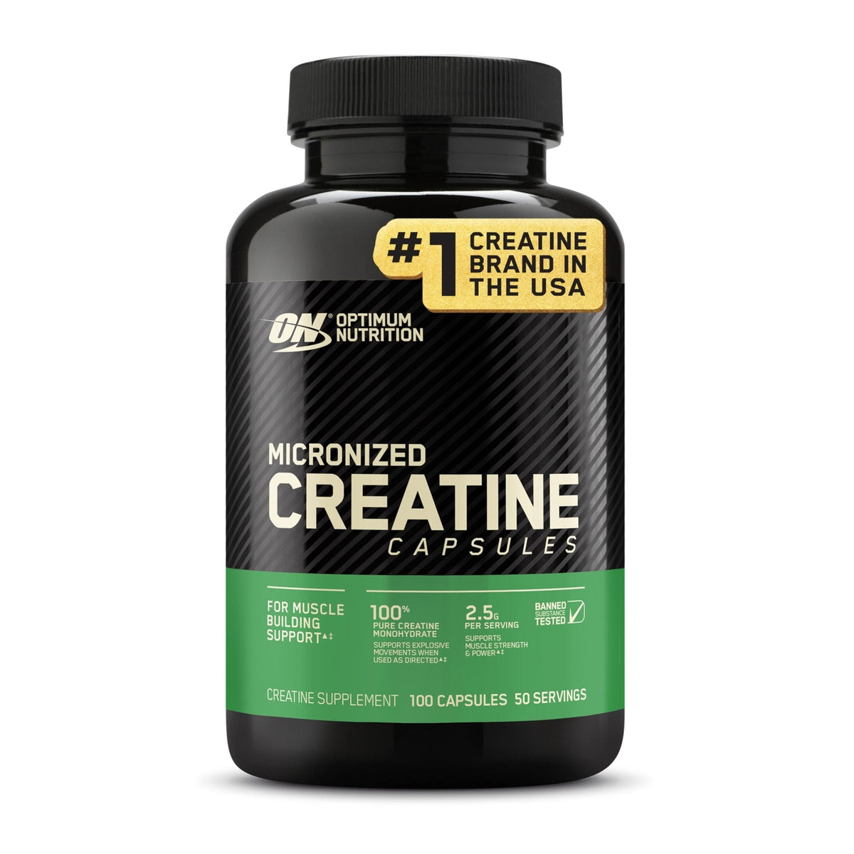 Optimum Nutrition Micronized Creatine Monohydrate Capsules, Keto Friendly, 2500mg, 100 Capsules - PrimeBioHealth - canada supplements