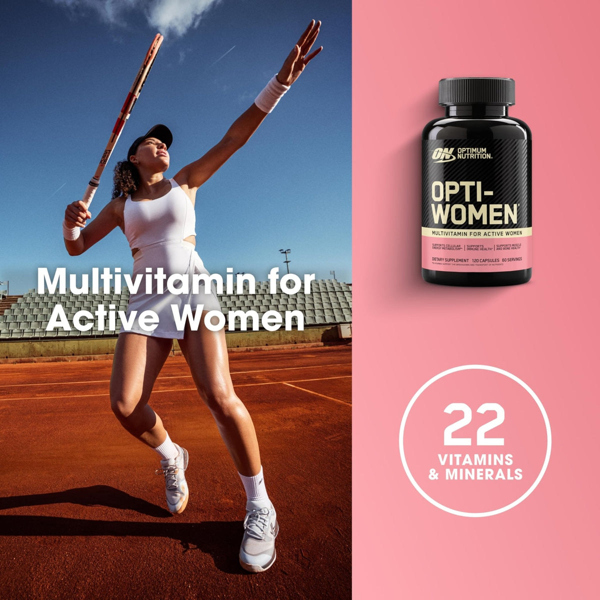 Optimum Nutrition Opti-Women, Vitamin C, Zinc and Vitamin D for Immune Support Womens Daily Multivitamin Supplement with Iron, Capsules, 120 Count - PrimeBioHealth - canada supplements