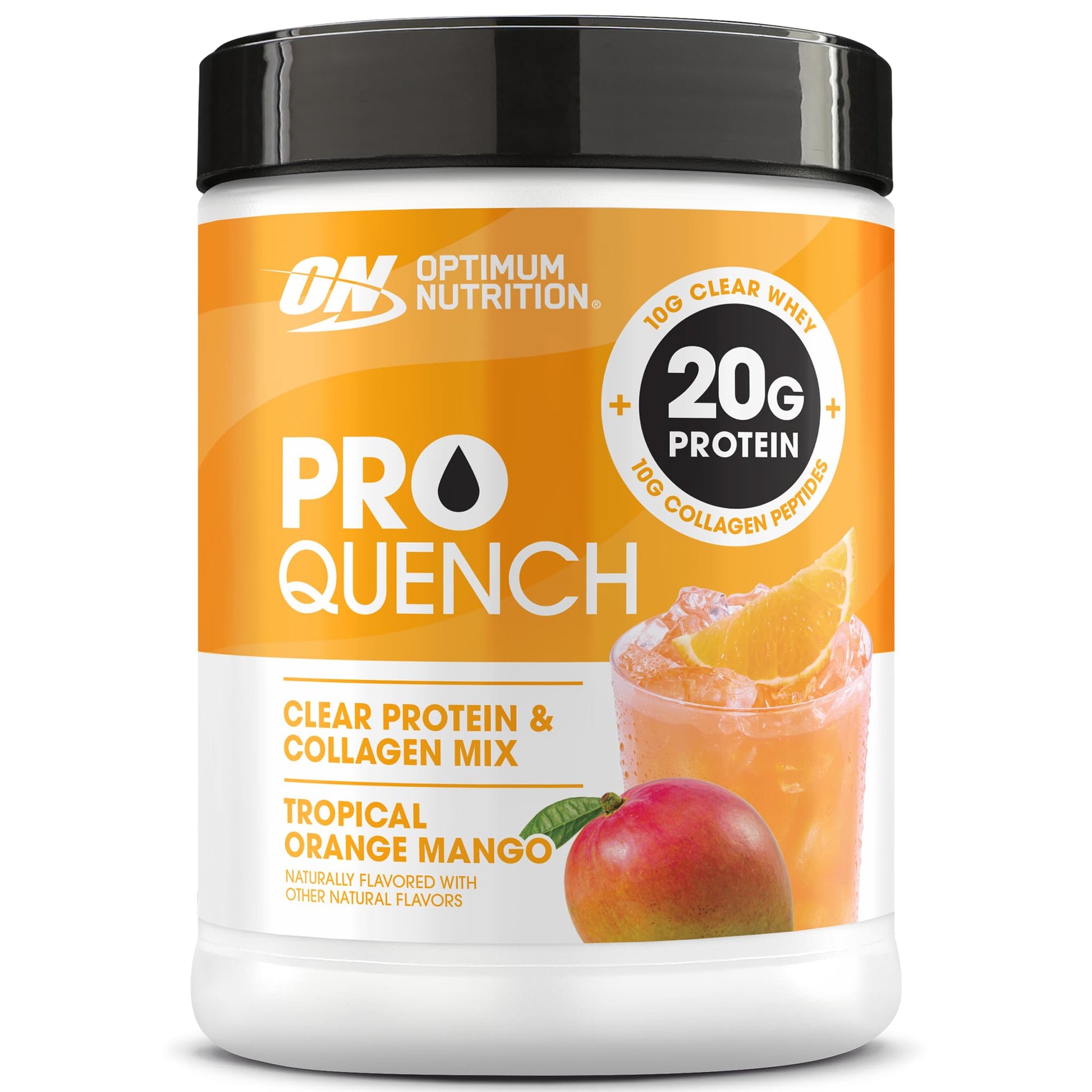 Optimum Nutrition Pro Quench, 10g Clear Protein, 10g Collagen peptides & Electrolyte Powder Drink Mix, Tropical Orange Mango, 20 Servings, - PrimeBioHealth - canada supplements