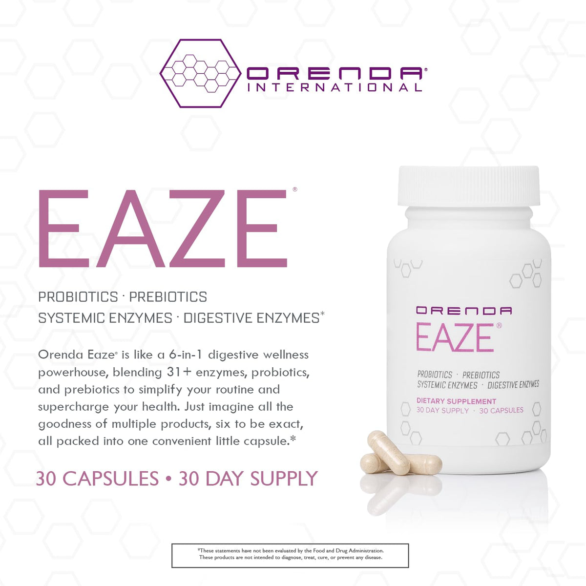 Orenda Eaze®: Gut Wellness Capsules | 6-in-1 Digestive Support with Probiotics, Endospores, Peptizyme-SP EN, Prebiotics, and Digestive Enzymes - PrimeBioHealth - canada supplements