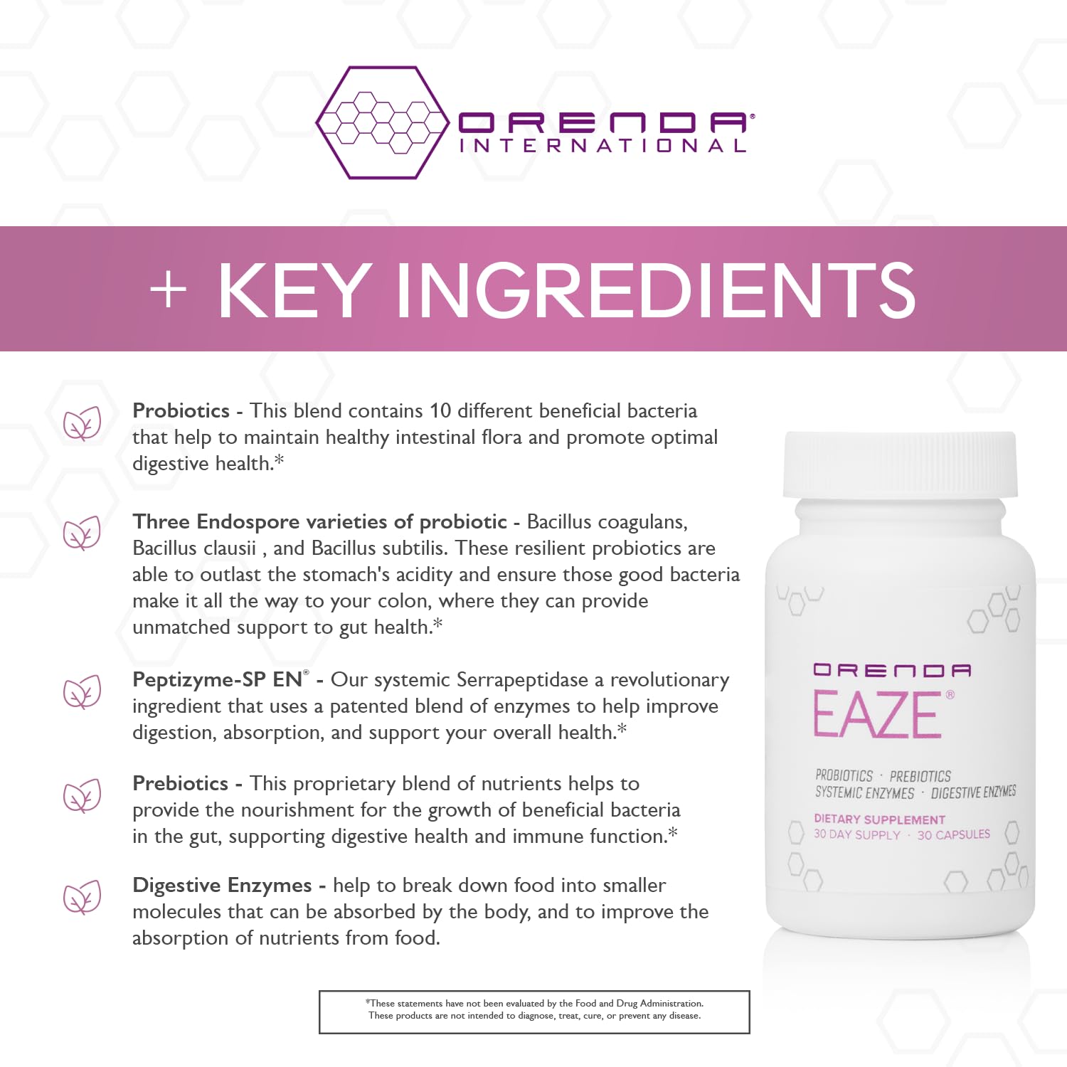 Orenda Eaze®: Gut Wellness Capsules | 6-in-1 Digestive Support with Probiotics, Endospores, Peptizyme-SP EN, Prebiotics, and Digestive Enzymes - PrimeBioHealth - canada supplements
