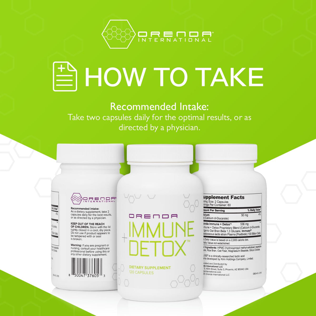 Orenda Immune + Detox - Specialized Formula with Calcium d-Glucarate, Beta 1,3 Glucans & IMMUSE® for Wellness and Balance - 120 Capsules - PrimeBioHealth - canada supplements